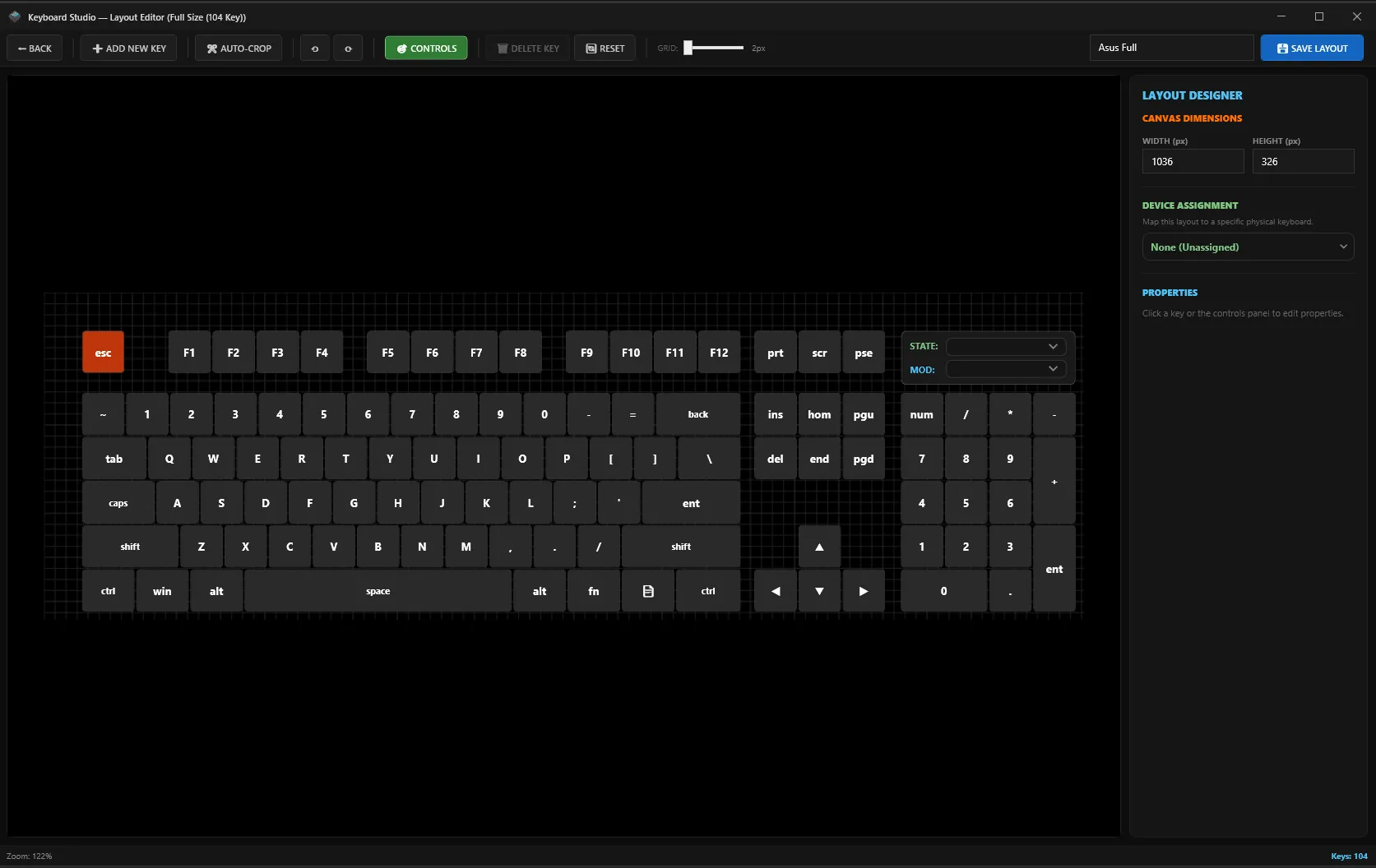 Keyboard Studio Visual Layout Editor Canvas