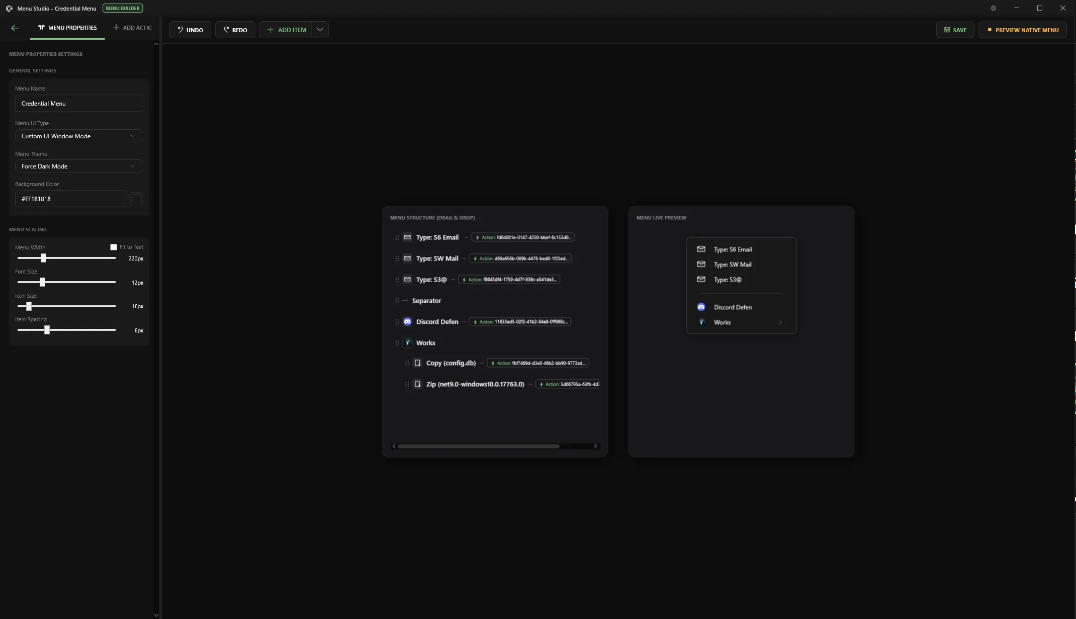 Radial Menu Editor